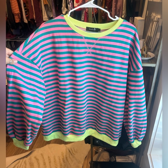 Neon stripe long sleeve sweatshirt top - Picture 1 of 4